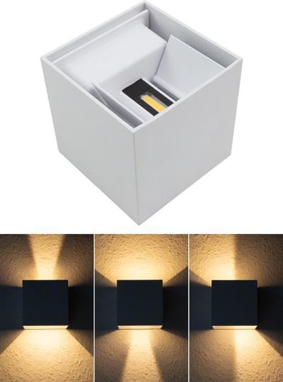 Stijlvolle LED wandlamp met aluminium behuizing in het wit - Geschikt voor binnen of buiten - IP54 - 2x3 Watt - Warm wit 3000K