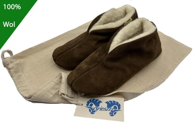 Bernardino Unisex Spaanse Sloffen 100% Wol - Bruin - Maat 39 - incl. opbergzak