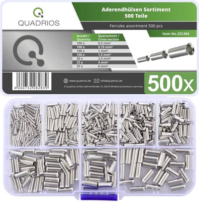 Quadrios 22C484 Assortiment adereindhulzen 0.5 mm², 0.75 mm², 1.0 mm², 1.5 mm², 2.5 mm², 4.0 mm², 6.0 mm² Ongeïsoleerd