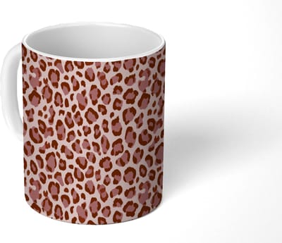 Mok - Koffiemok - Luipaard - Patroon - Roze - Mokken - 350 ML - Beker - Koffiemokken - Theemok