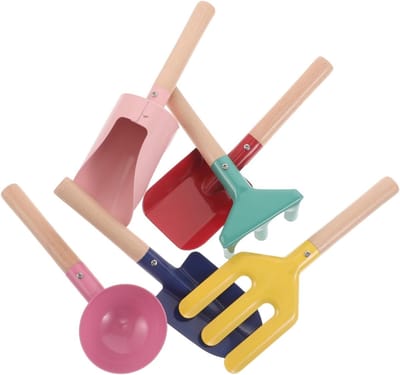 Kinder Tuingereedschap Set - Buitenspeelgoed Kleuters - Tuinieren en Zandbak - Stevige Houten Handvatten - Tot 21 cm Lengte