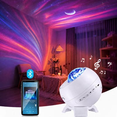 Sercano Projectorlamp – Sterrenhemel Projector & Aurora Projector met Groene Laser - 16 Kleuren - Bluetooth Speaker - 8 Geluiden & 5 Films - Timer - USB Aansluiting - voor Volwassenen Slaapkamer