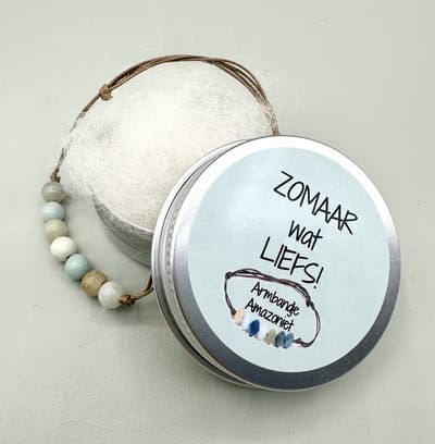 Zomaar wat liefs, armbandje Amazoniet, sieraad, edelsteen,klein kadootje,armbandje,attentie,bedankje,uitdeelkadootje,