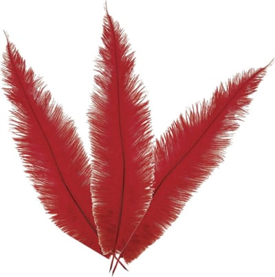 Grote struisvogelveer/pietenveer - 3x - rood - 40 cm - Charleston/jaren 20/twenties thema verkleed accessoire