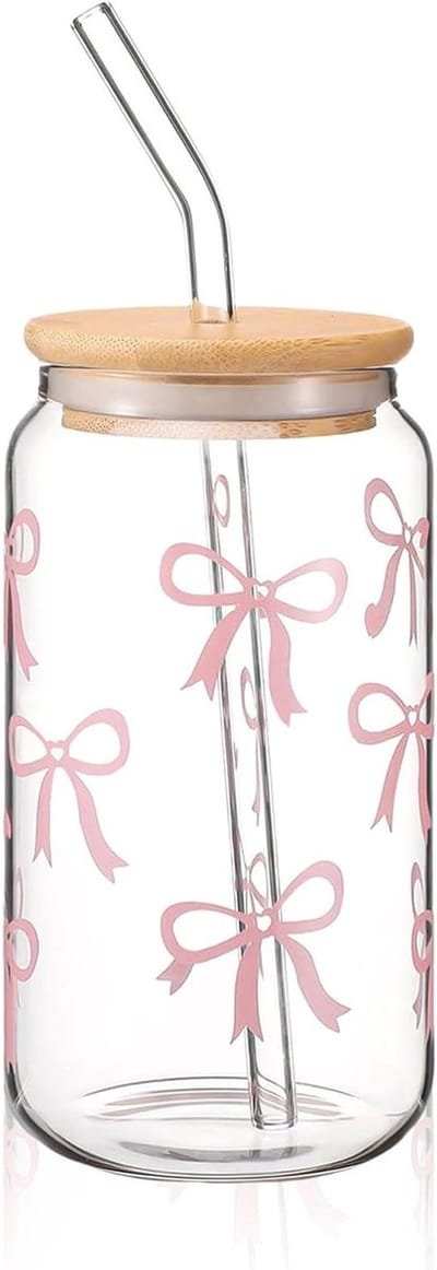 Stijlvolle 16 oz glazen tumbler met deksel en rietje, ideaal voor koffie, cocktails en smoothies