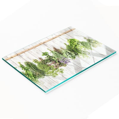 Decoratieve glazen serveerplank voor snacks met kruidenkoord 80x52 cm