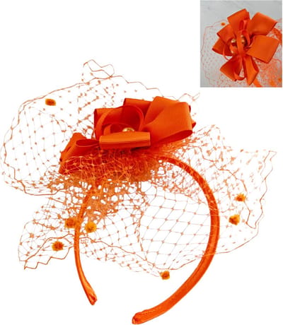 Mooie Handgemaakte Fascinator Oranje Bloem, parels en Gaas -diadeem/tiara/sluier Oranje bloem haarband | Smart Casual| Gala |TeaParty| Prinsjesdag| Cocktail| Nederland koningsdag feest