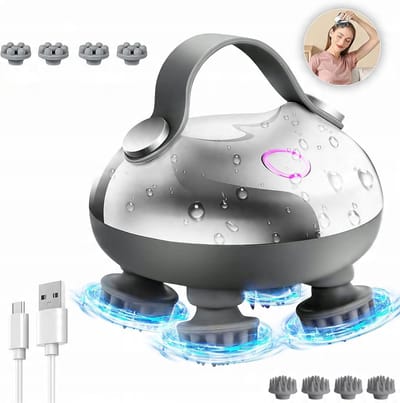 Hoofdmassager - Rood Licht Warm Kompres - IPX7 Waterdicht - Anti-klit Siliconen Massagepoten - Verlicht Hoofdpijn en Ontspanning van de Hoofdhuid - Bevordert Haargroei en Reinigt de Hoofdhuid