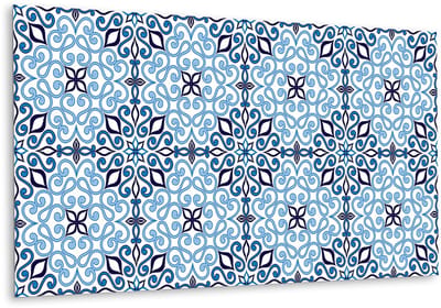 Tulup PVC Wandpaneel - Arabisch Patroon Vinyl Wandpaneel - 100 cm x 50 cm - Blauw Zelfklevend Wandpaneel - 1 stuk - Wandbekleding Vinyl - Mozaïek Wandpaneel - PVC Muurpaneel - Plaktegels Keuken en Badkamer