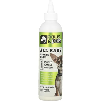 Paws & Pals, solution nettoyante pour oreille entière, 8 fl oz (237ml) white