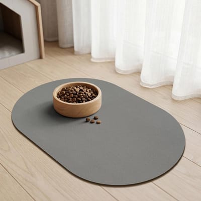 Voermat voor Honden en Katten, Absorberend Antislip Kattenvoerbakken met Rubberen Achterkant, Sneldrogend Placemat voor voer en waterbakken (Grijs, 40x60cm)