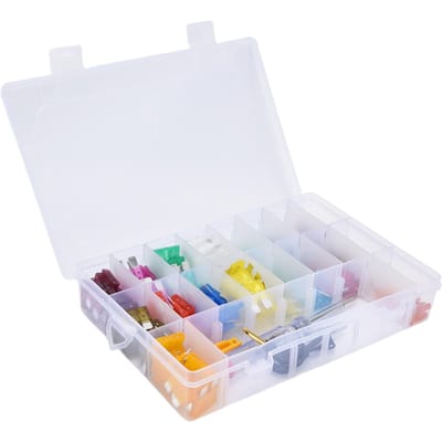180 Stuks Auto Steekzekeringen Aluminiumlegering Automotive Zekeringen Assortimentskit met Stroomtester 5?40A white