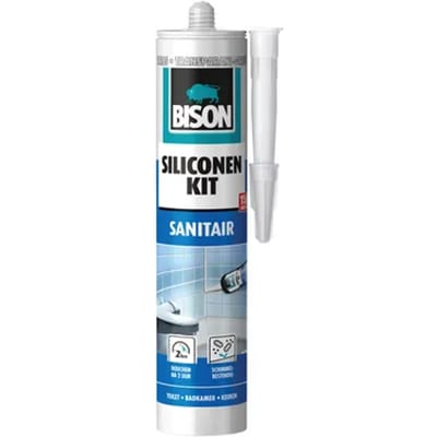 Bison Siliconenkit grijs-transparant koker 300 ml - waterbestendige kit, sanitaire afdichting, ongevoelig voor schimmel, kleurvast, blijvend elastisch, makkelijk verwerkbaar