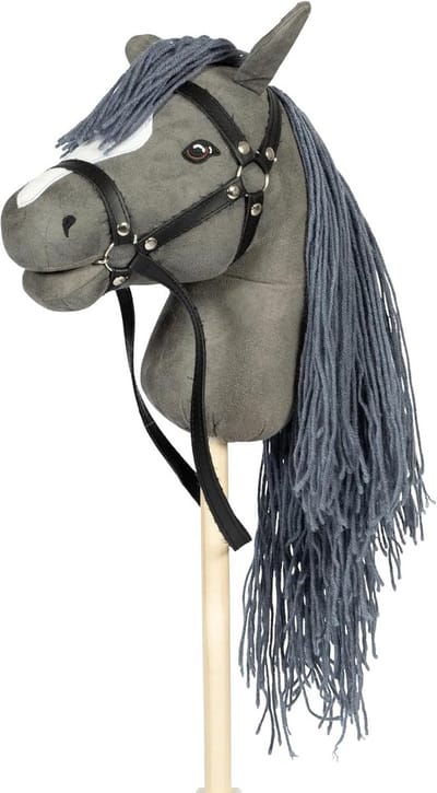 Grijze Hobby Houten Standaard Stokpaard met Manen en Afneembare Staart