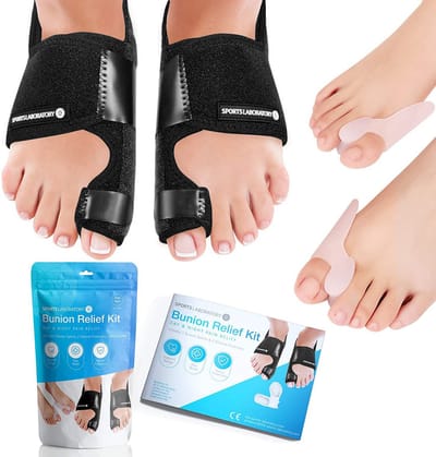 Eeltknobbel teen spalkset - Verstelbare hallux valgus corrector met nacht- en dagsteun, siliconen teen scheiders en pijnverlichting gids - Voor pijnarme mobiliteit en comfortabele nachtrust