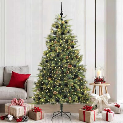 vidaXL - Kunstmatige - Scharnierende - Kerstboom - met - Kegels - Groen - 210 - cm