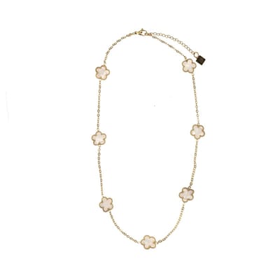 Manfield - Dames - Goudkleurige bloemetjes ketting - Maat 1