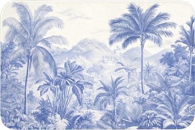 Badmat 90x60 cm - Antislip - Tropisch - Jungle - Blauw - Badmatten voor badkamer - Badkamermat - Douchemat - Badkamer mat
