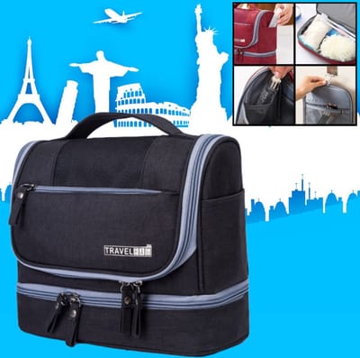 Ophangbare Toilettas met Haak - Dames & Heren - Travel bag Organizer - Waterdichte Reis tas - Mannen & Vrouwen - Zwart