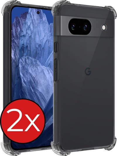 Hoesje - 2 Stuks - Geschikt voor Google Pixel 8a - Sterk & Shockproof - Back Cover - Siliconen Case - Telefoon Hoes Shock Proof - Telefoonhoes - Transparant
