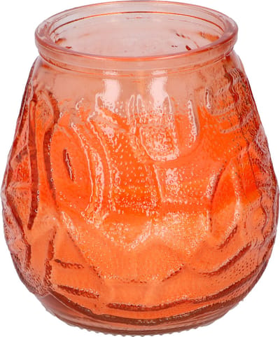 1x Citronella lowboy tuin kaars in oranje glas - 10 cm - 15 branduren