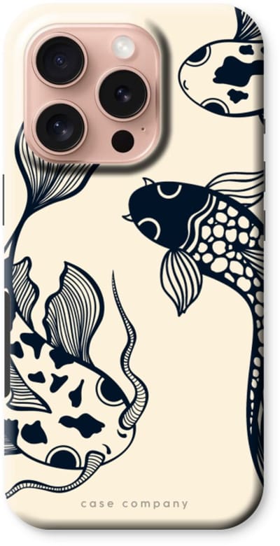 Case Company® - Hoesje geschikt voor iPhone 16 Pro hoesje - Black Koi - Tough Case - Maximale Bescherming alle Kanten en Schermrand