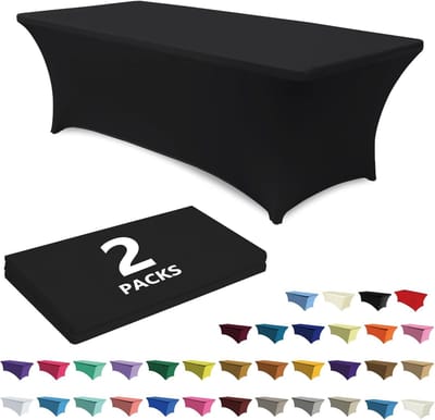 Tafelhoes Set - Beschermhoes Tafel - Feestelijke Decoratie - Kreukvrij Stretch Materiaal - 2x 183x76cm - Zwart
