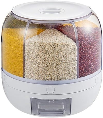 Rotating Voedsel Dispenser met 6 Compartimenten, Duurzaam en BPA-vrij, Ideaal voor Keuken en Opbergruimte