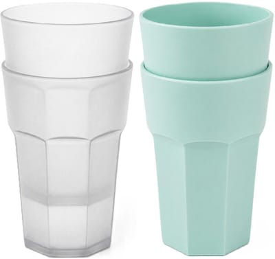 Plasticforte onbreekbare drinkglazen - 8x stuks - kunststof/plastic - mix van twee kleuren - 520 ml - 13 cm