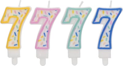 Folat - Kaars Sprinkles Cijfer 7 Assorti - 9 cm