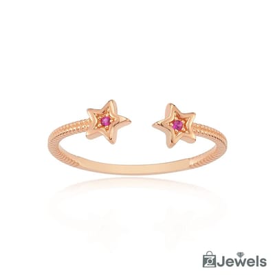 OZ Jewels Verstelbare Roségoud Gekleurde Zilveren Ring met Vierkante Synthetische Saffier en Zirkonium - Moederdag - Valentijnsdag - Cadeau - Mother's Day - Valentine's Day - Gift
