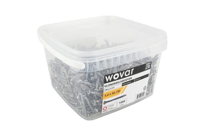 Wovar Voordeelemmer Vlonderschroeven RVS 410 5.0 x 50 mm Torx 25 Deeldraad | 1000 stuks | Schroeven RVS | Houtschroeven