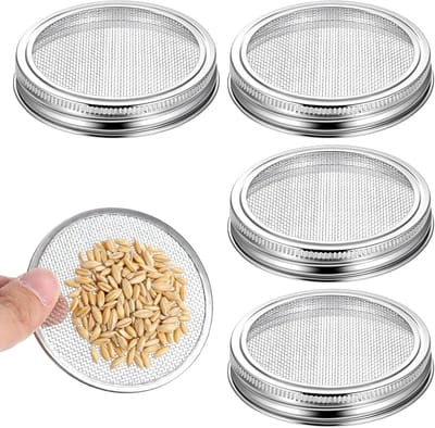 Kiemdeksels voor Mason Jars - Roestvrijstalen Gaasdeksels voor het Kweken van Spruiten, Bonen en Groenten