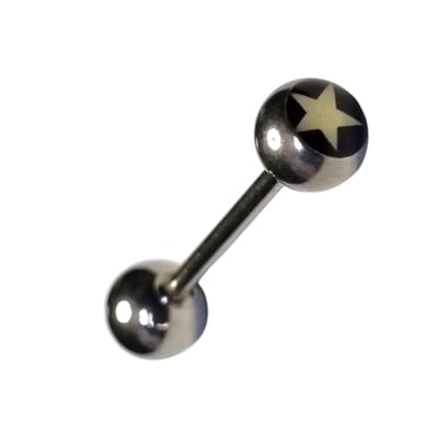 Aramat Jewels | Tongpiercings | Zilverkleurige Ster Tongpiercing | | | |6mm | Staal | Volwassenen | Verkleurd niet