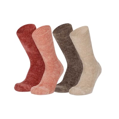 Morethansocks - Dames bedsokken - Chenille - 4-Pack - Bedsokken dames - Warme sokken