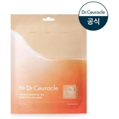 Dr. Ceuracle Masque en Gel Essence Thé Kombucha Végan 36g × 4 pièces | Masque en Feuille Gel Hydratant & Éclat | Soin de la Peau Végan K-Beauty