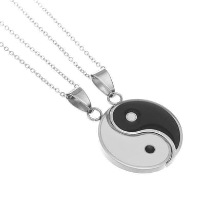 Yin Yang Ketting set (zilver kleurig) - Romantisch Liefdes Cadeau - Kerstcadeaus - Kerst Cadeautjes voor Hem