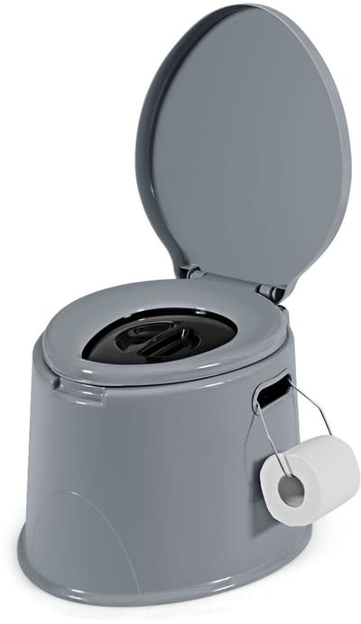 COSTWAY Draagbaar reis toiletpotje, lichtgewicht buiten toilet met uitneembare binnenemmer, uitneembare houder voor toiletpapier, voor kamperen, wandelen, camper, varen en uitstapjes