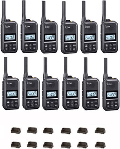 Set van 12 Icom IC-U20SR IP54 mini Portofoon met tafel lader