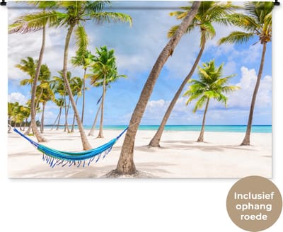 Wandkleed - Wanddoek - Hangmat - Strand - Palmbomen - 180x120 cm - Wandtapijt