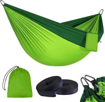 Campinghangmat Dubbel - Outdoor Reishangmat - Ontspannen in de Natuur - 300 kg Draagvermogen - 275 x 140 cm - Groen