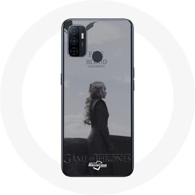 Coque pour Oppo A53 Game of Thrones Saison 8 Daenerys Targaryen feu et sang Le Trône de Fer Logo Gri
