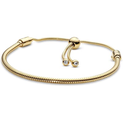 Fler® | Snake Chain Schuifarmband | Armband Goudkleurig | Verstelbare Goudkleurige armband | geschikt voor alle populaire bedel collecties (standaard - 3mm) | Elegante dames armband | Valentijnsdag Cadeau | Sinterklaas kado | Kerstgeschenk