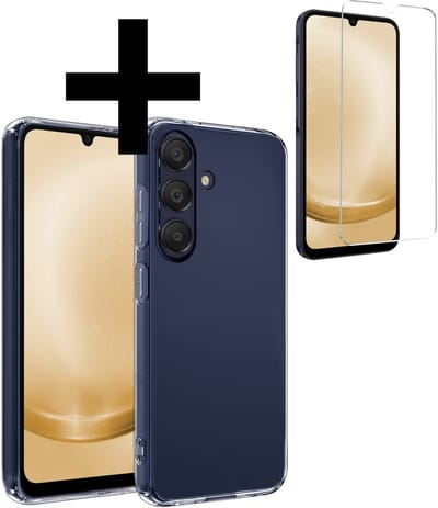 Hoesje - Met Screenprotector - Geschikt voor Samsung Galaxy A26 - Sterk & Shockproof - Back Cover - Siliconen Case - Telefoon Hoes - Telefoonhoesjes - Transparant