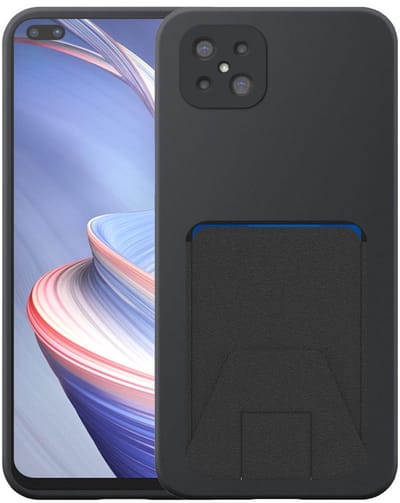Geschikt voor Oppo A92s / Reno 4Z 5G Telefoonhoesje met Verstelbare Leren Pasjeshouder - Flexible Back Cover Case Siliconen TPU with Adjustable Leather Cardslot - Zwart - Smartphonica geschikt voor Oppo A92s;Oppo Reno4 Z 5G