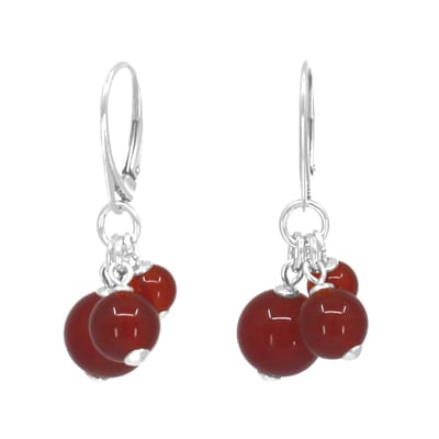 ARLIZI 2450 Oorbellen rood carneool trosje hanger - sterling zilver - 3,5 cm