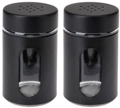 Excellent Houseware Peper / Zoutstrooier - 2x - glas - zwart - 94 ml - Kruidenstrooier - Specerijen potje