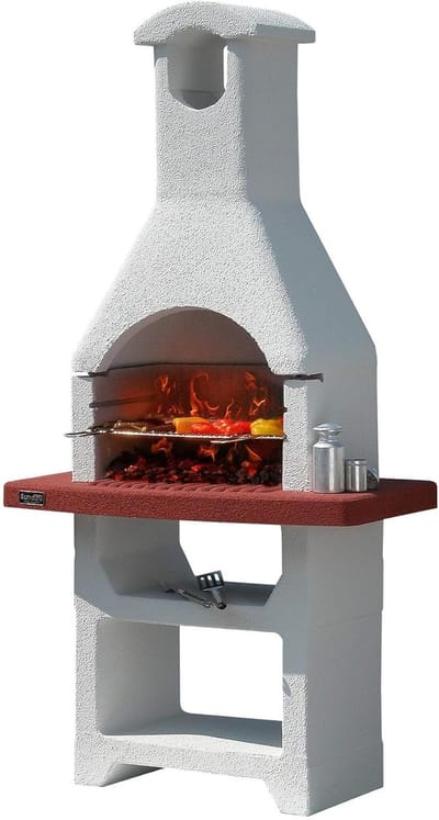 Betonnen Barbecue - Buitenkeuken Steen - Gezellig Buiten Koken - Duurzaam Betonontwerp - 210cm Hoog - Wit