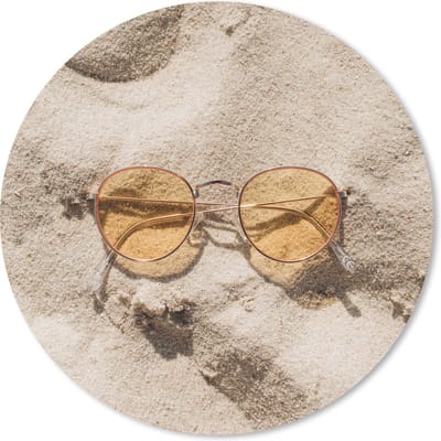Muismat rond 20x20 cm - Mousepad Zand - Zonnebril - Zomer - Ronde muismatten