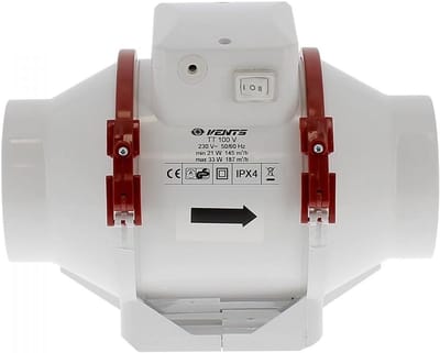 Krachtige Afzuigventilator 100mm met 2 Snelheden (145/187 M³/H) - Stil en Corrosiebestendig